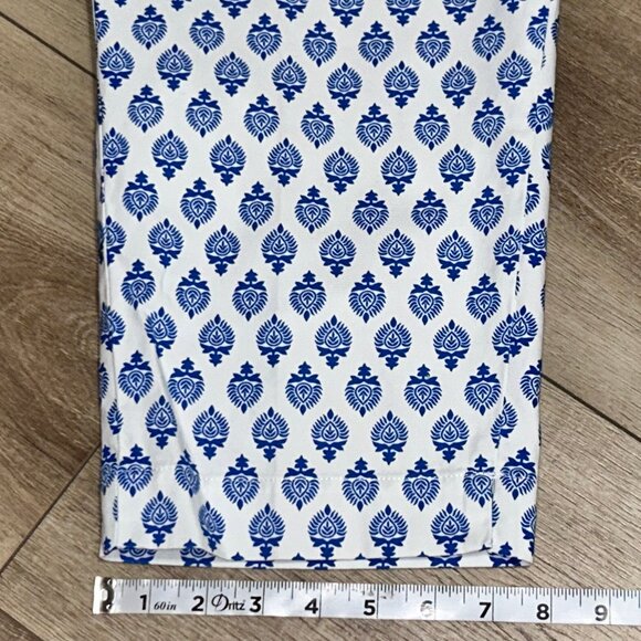 TALBOTS Perfect Skimmer White Blue Print Chino Capri Pants Size 14P Petite ~EUC - Picture 10 of 12